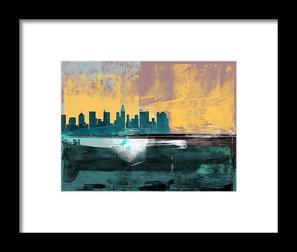 Columbus Framed Print featuring the mixed media Columbus Abstract Skyline I by Naxart Studio