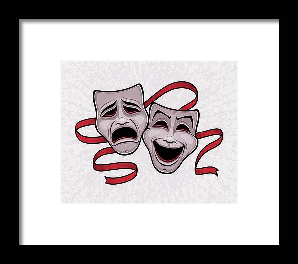 Acting Framed Print featuring the digital art Comedy And Tragedy Theater Masks by John Schwegel