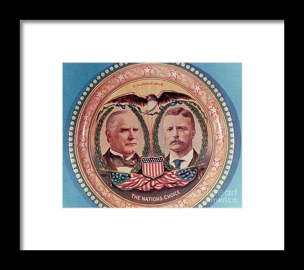People Framed Print featuring the photograph Commemorative Tin Of 1900 Presidential by Bettmann
