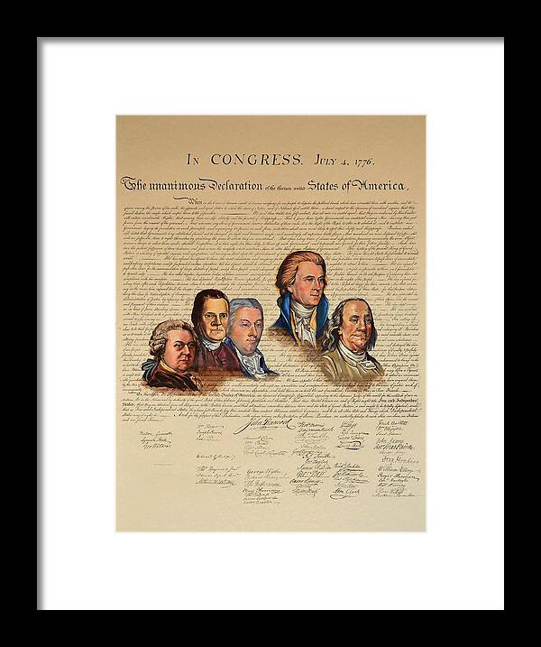 Declaration Of Independence Framed Print featuring the painting Committee of Five by Joan Garcia