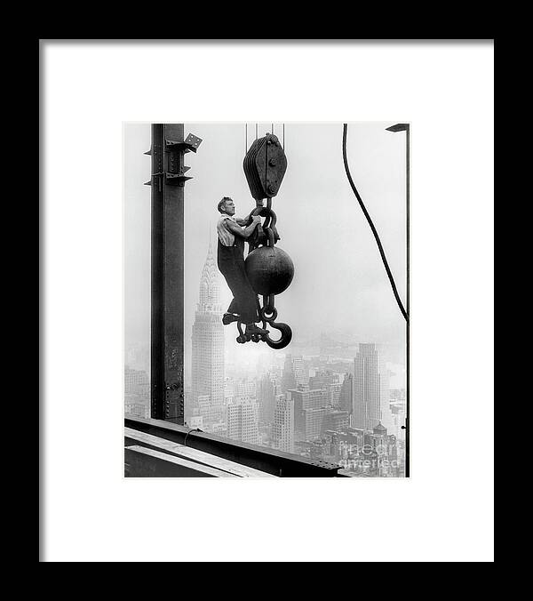 Civil Engineering Framed Print featuring the photograph Construction Worker At Empire State by Bettmann