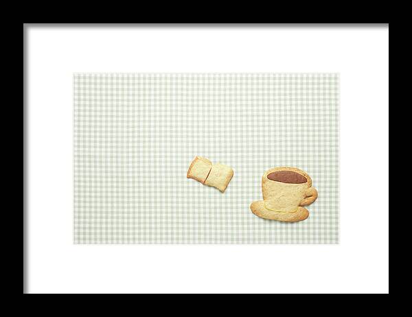 Two Objects Framed Print featuring the photograph Cookies Of Book And Coffee Cup by Doable/a.collectionrf