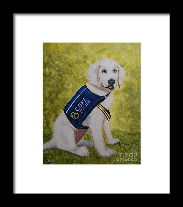 Dog Framed Print featuring the painting Cope Service Dog Labrador by Monika Shepherdson