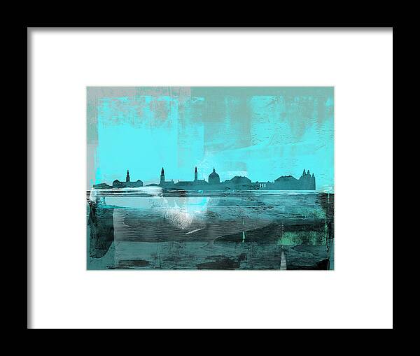 Copenhagen Framed Print featuring the mixed media Copenhagen Abstract Skyline II by Naxart Studio