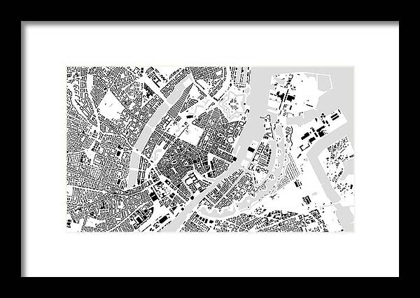 City Framed Print featuring the digital art Copenhagen building map by Christian Pauschert