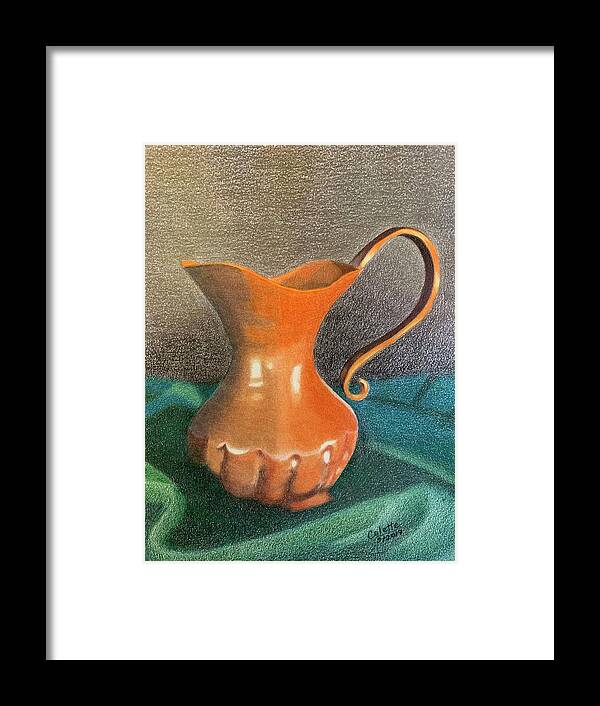 Copper Pot Framed Print featuring the drawing Copper pot by Colette Lee