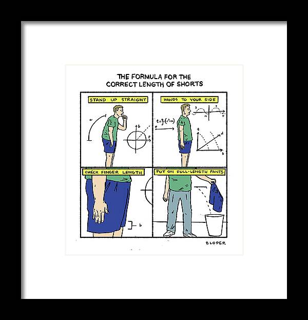 Captionless Framed Print featuring the drawing Correct Length of Shorts by Brendan Loper