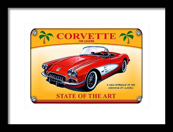 Watercolour Framed Print featuring the mixed media Corvette C1-The Legend by Simon Read