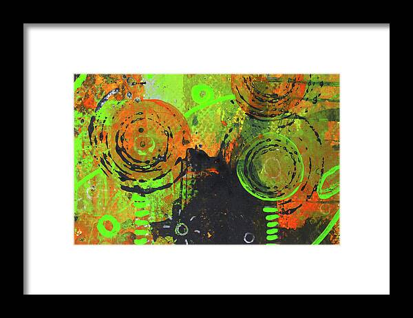 Abstract Painting Series Framed Print featuring the painting Cosmic Garden 1 by Nancy Merkle