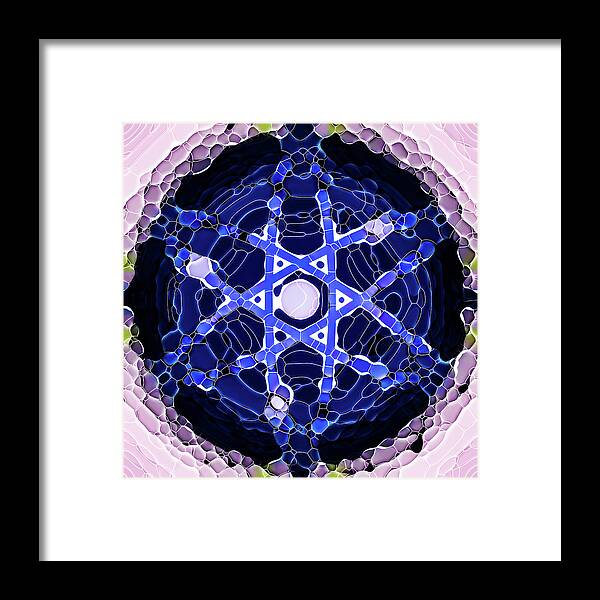 Cosmos Coin Framed Print featuring the painting Cosmos by Jeelan Clark