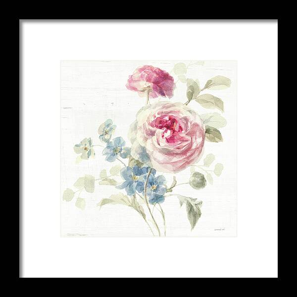 Blue Framed Print featuring the painting Cottage Garden II Crop by Danhui Nai