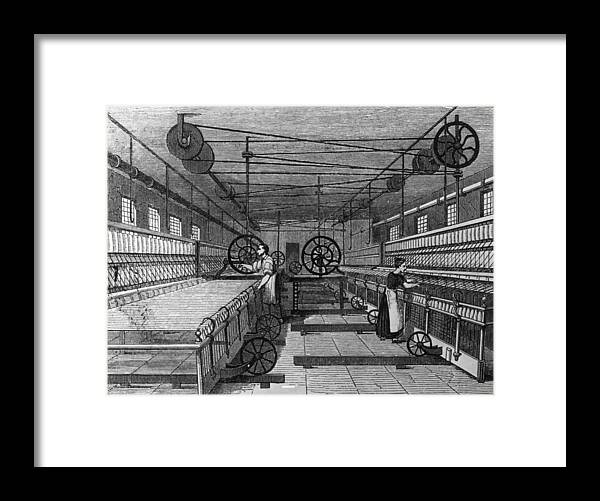 Spinning Wheel Framed Print featuring the digital art Cotton Mill by Hulton Archive