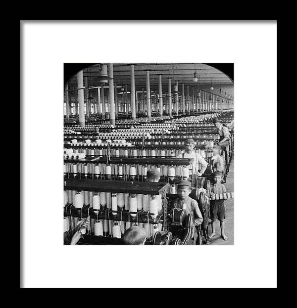 Working Framed Print featuring the photograph Cotton Mills by Hulton Archive