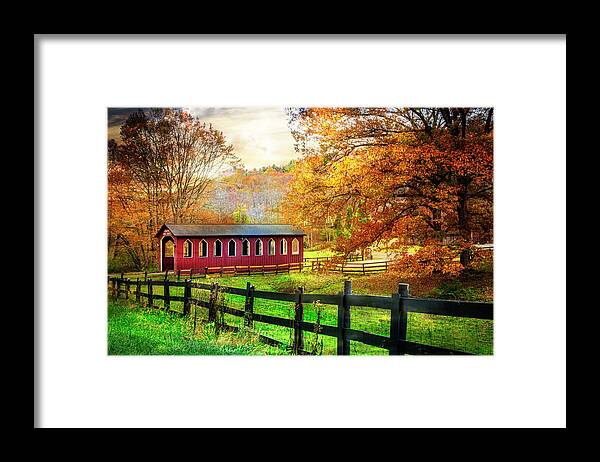 Andrews Framed Print featuring the photograph Country Red in Autumn by Debra and Dave Vanderlaan