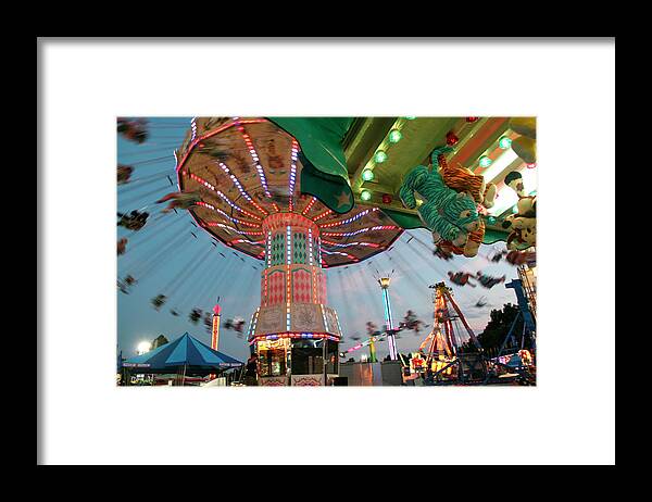 County Fair Flying Chairs Framed Print featuring the photograph County Fair Flying Chairs by Robert Goldwitz