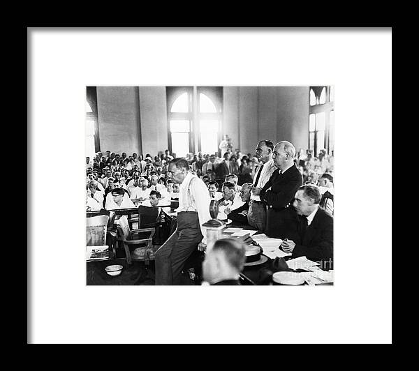 Crowd Of People Framed Print featuring the photograph Courtroom During The Scopes Trial by Bettmann