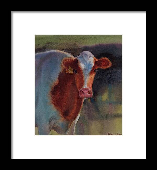 Cow Framed Print featuring the painting Cow by Svetlana Orinko