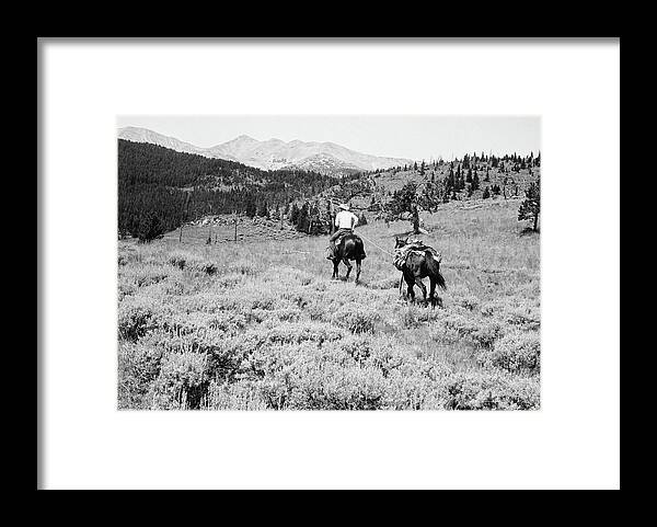 Horse Framed Print featuring the photograph Cowboy Riding Horse, With Second Hold by George Marks