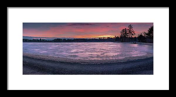 Panorama Framed Print featuring the photograph Cranberry sunrise Pano by William Bretton