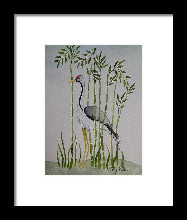Crane Framed Print featuring the painting Crane #1 by Susan Nielsen