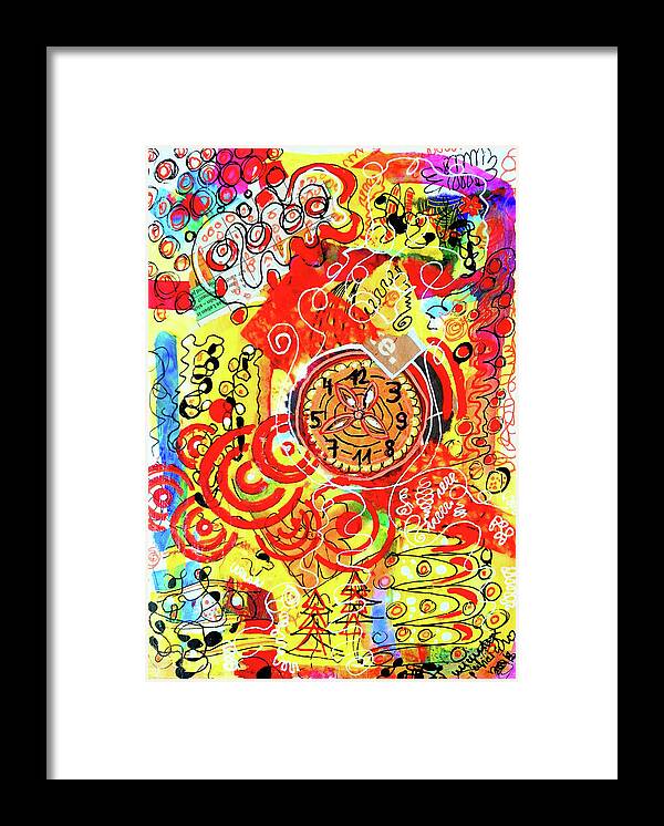 Clock Framed Print featuring the mixed media Crazy Time by Mimulux Patricia No