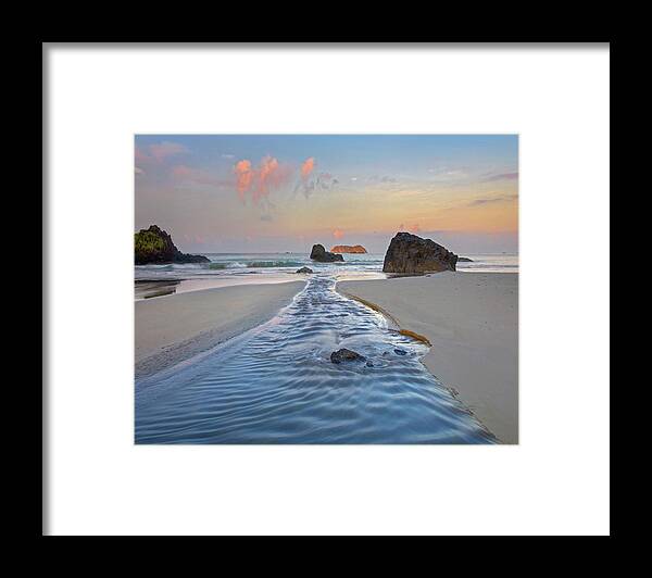00586296 Framed Print featuring the photograph Creek Flowing Into Ocean, Playa Espadilla Sur, Manuel Antonio Np, Costa Rica by Tim Fitzharris