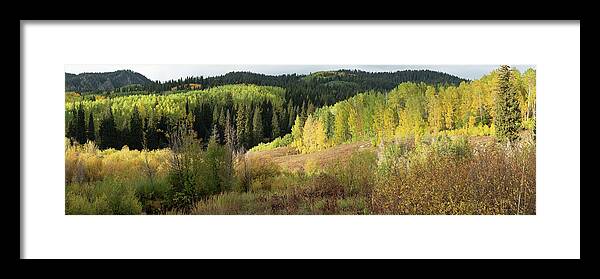 Olena Art Framed Print featuring the photograph Crested Butte Colorado Fall Colors Panorama - 2 by OLena Art by Lena Owens - Vibrant DESIGN