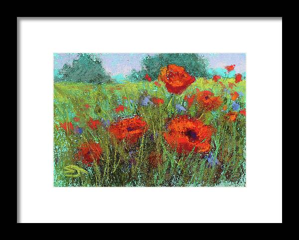 Poppies Framed Print featuring the painting Crimson Seranade by Susan Jenkins