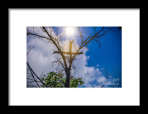 Wall Art Framed Print featuring the photograph Cross from the Heavens by Peggy Franz