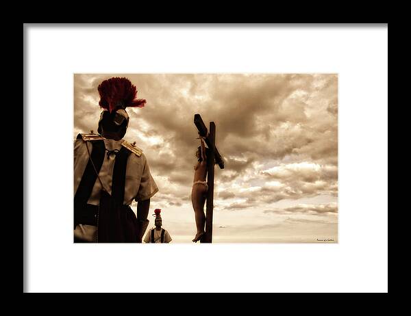 Crucifixion Framed Print featuring the photograph Crucifixion scene I by Ramon Martinez