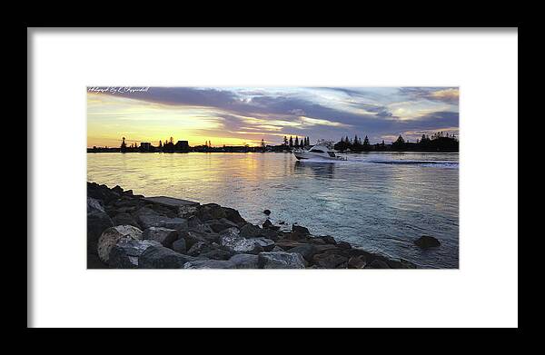 Tuncurry Photography Framed Print featuring the digital art Cruising into the sunset 0563 by Kevin Chippindall