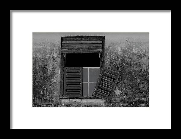 Window Framed Print featuring the photograph Crumblling window by Stuart Manning