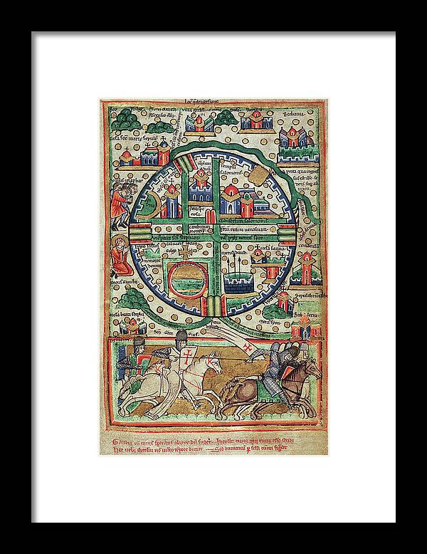 Jerusalem Framed Print featuring the painting Crusader Map of Jerusalem by Crusaders