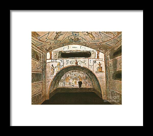 Home Decor Framed Print featuring the drawing Crypt Of The Madonna In The Catacombs by Print Collector