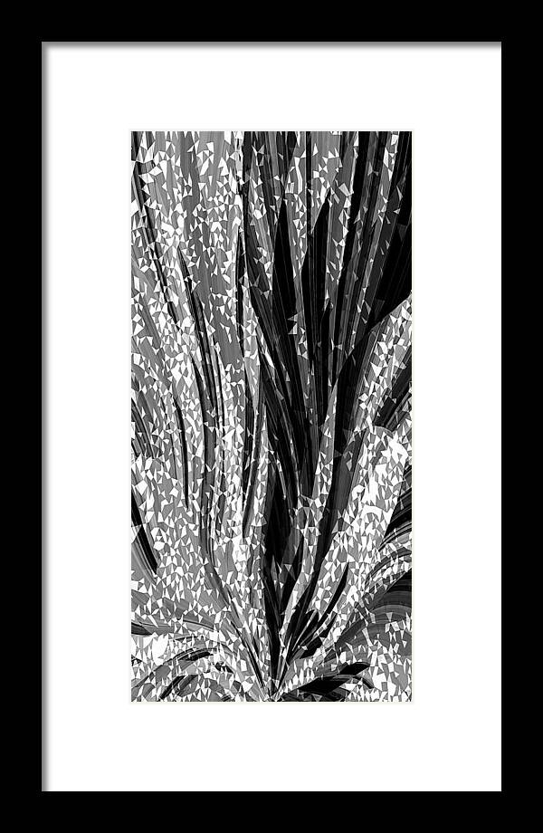 Black Framed Print featuring the digital art Crystal Floral Black Opposite by David Manlove