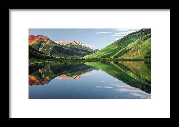 Crystal Lake Framed Print featuring the photograph Crystal Lake Red Mountain Reflection in Ouray Colorado by Robert Bellomy