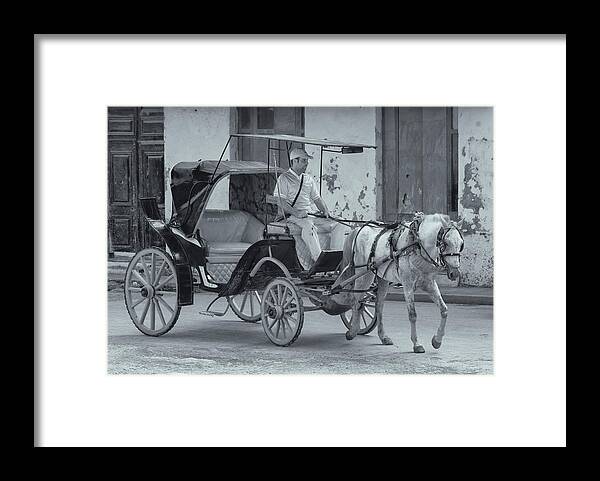 Havana Cuba Framed Print featuring the photograph Cuban Horse Taxi by Tom Singleton