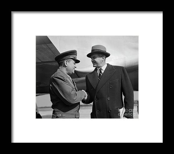 People Framed Print featuring the photograph Curtis E. Lemay And W. Stuart Symington by Bettmann