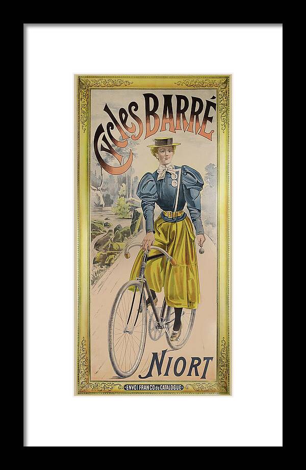 Bicycle Framed Print featuring the painting Cycles Barr Niort by Anonymous
