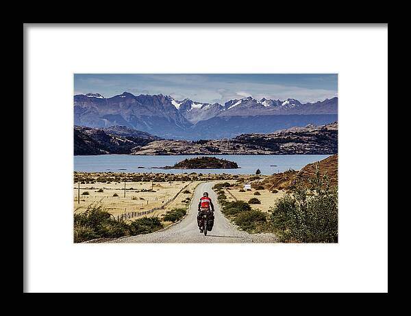 Bicycle Tour Framed Print featuring the photograph Cycling the Chilean Patagonia by Kamran Ali