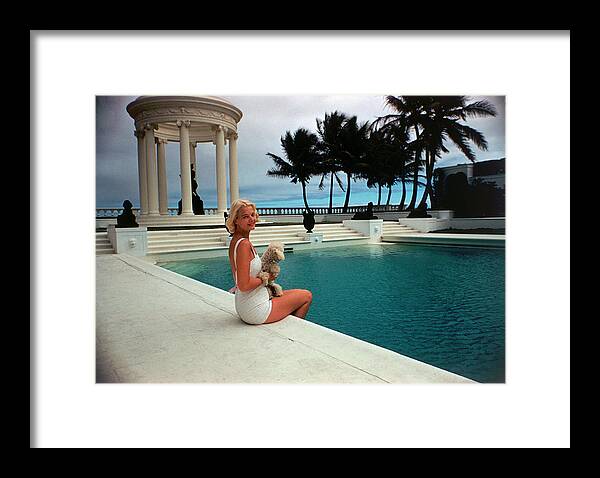 Pets Framed Print featuring the photograph Cz By The Pool by Slim Aarons