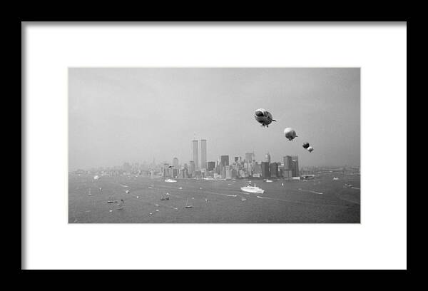 1980-1989 Framed Print featuring the photograph Daily News Great Blimp Race During by New York Daily News Archive