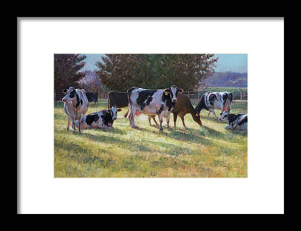 Dairy Cows Framed Print featuring the painting Dairy Cows by Svetlana Orinko