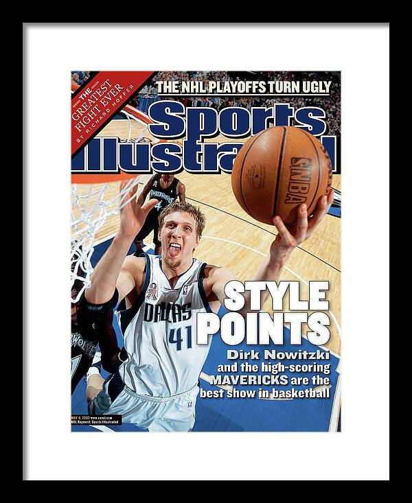 Playoffs Framed Print featuring the photograph Dallas Mavericks Dirk Nowitzki, 2002 Nba Western Conference Sports Illustrated Cover by Sports Illustrated