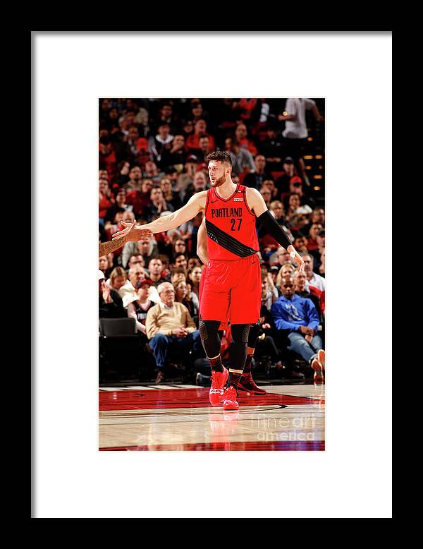 Jusuf Nurkic Framed Print featuring the photograph Dallas Mavericks V Portland Trail by Cameron Browne