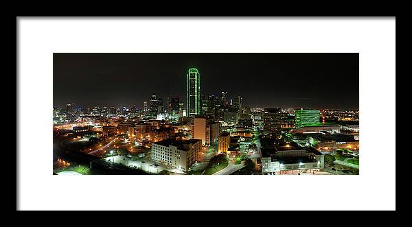 Downtown District Framed Print featuring the photograph Dallas Skyline At Night by Chrisjonesfoto