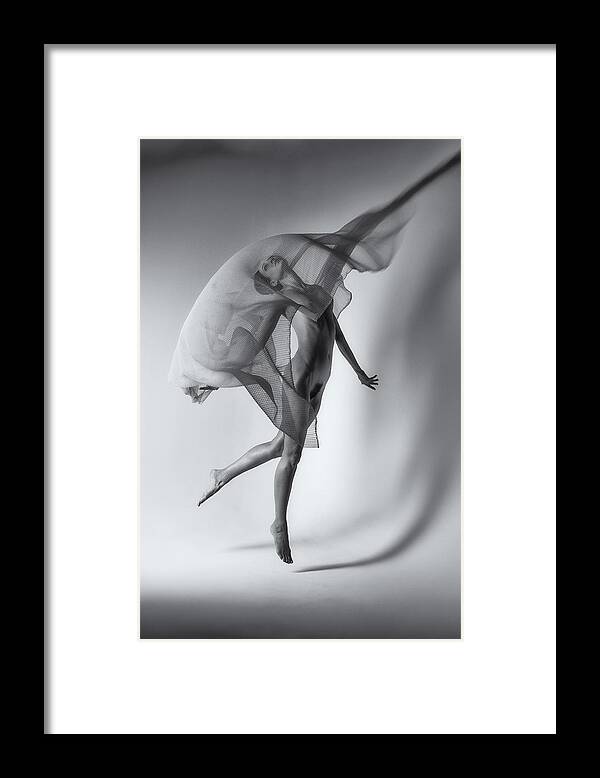 Studio Framed Print featuring the photograph Dancer And Virtual Shadow by Sunny Ding