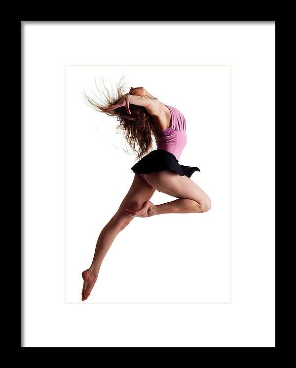 Ballet Dancer Framed Print featuring the photograph Dancer On White Background by Proxyminder