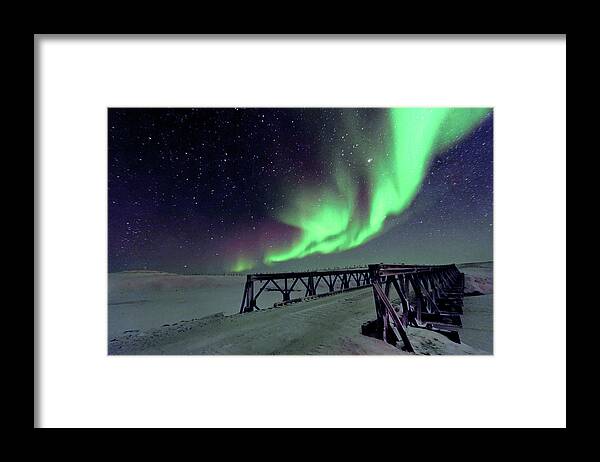 Aurora Framed Print featuring the photograph Dancing Over The Bridge by Denise LeBleu