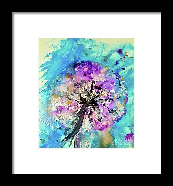 Dandelion Framed Print featuring the painting Dandelion Magic by Tracey Lee Cassin